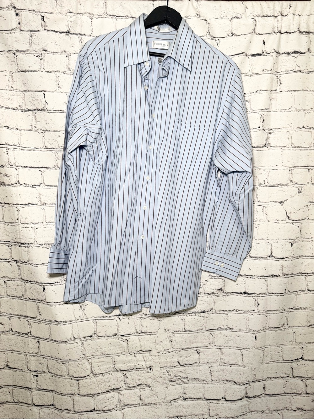 Van Heusen Light Blue & Navy Stripe Dress Shirt
